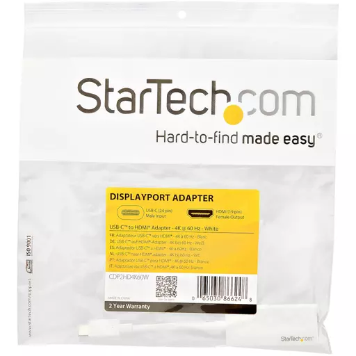 StarTech.com USB-C to HDMI Adapter - White - 4K 60Hz