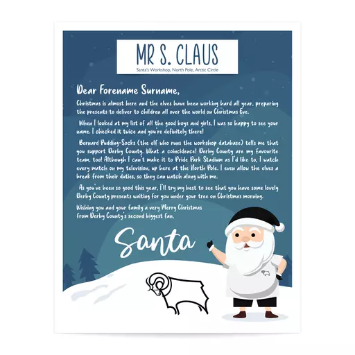 Derby County Personalised Letter from Santa