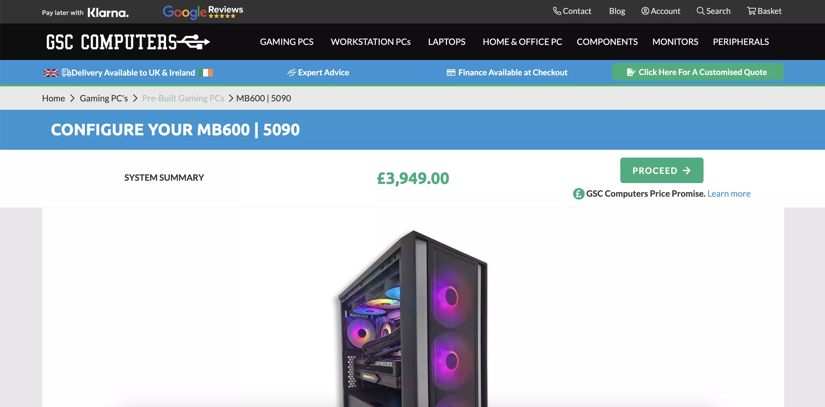 Screenshot of the GSC Computers Website Product Page