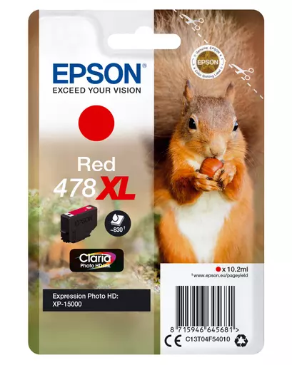 Epson C13T04F54010/478XL Ink cartridge red high-capacity, 830 pages 10,2ml for Epson XP 15000