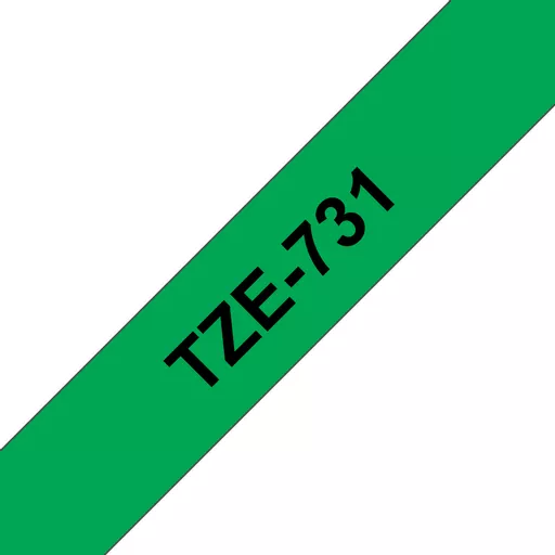 Brother TZE-731 DirectLabel black on green Laminat 12mm x 8m for Brother P-Touch TZ 3.5-18mm/6-12mm/6-18mm/6-24mm/6-36mm