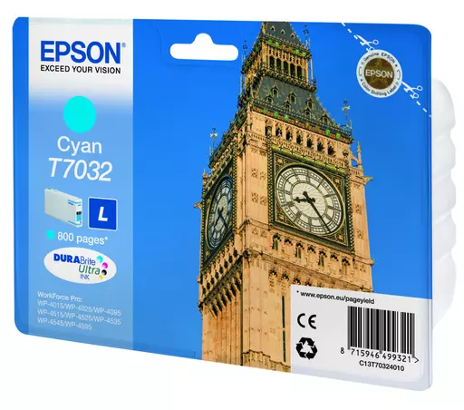 Epson C13T70324010/T7032 Ink cartridge cyan, 800 pages ISO/IEC 24711 9,6ml for Epson WP 4015/4025