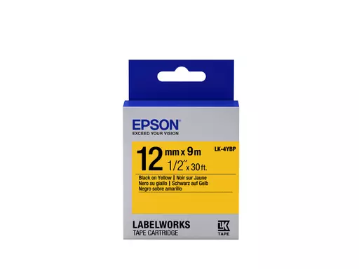 Epson C53S654008/LK-4YBP DirectLabel-etikettes black on yellow 12mm x 9m for Epson LabelWorks 4-18mm/36mm/6-12mm/6-18mm/6-24mm