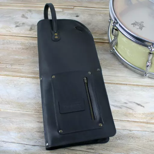 Vintage Style Leather Drumstick Bag - jet black