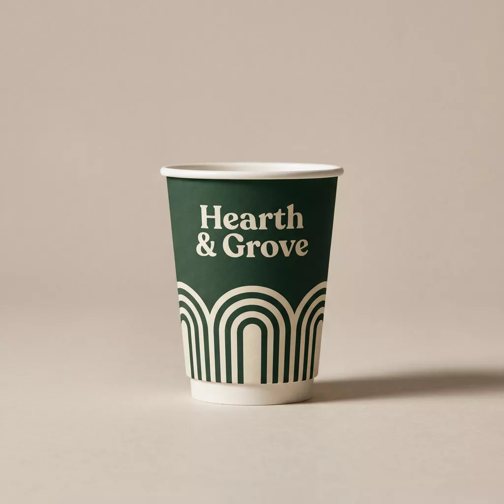 Custom printed double wall hot cup with branded design