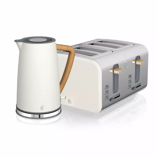 Nordic 4 Slice Toaster and Cordless Kettle Bundle in White
