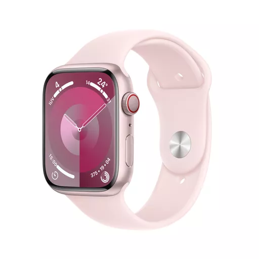 Apple Watch Series 9 GPS + Cellular 45mm Pink Aluminium Case w/ Light Pink Sport Band - M/L