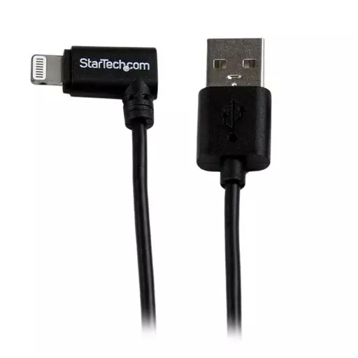 StarTech.com 2 m (6 ft.) USB to Lightning Cable - Right Angle iPhone / iPad / iPod Charger Cable - 90 Degree Lightning to USB Cable - Apple MFi Certified - Black