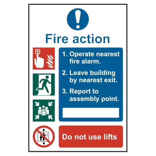 ASEC Fire Action Procedure 200mm x 300mm PVC Self Adhesive Sign
