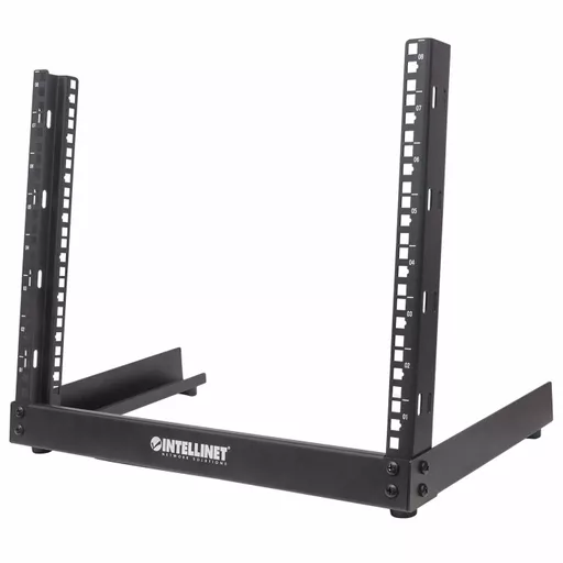 Intellinet Network Rack, Open Frame (Desktop), 8U, Usable Width 465mm, Black, Flatpack, 19", Three Year Warranty