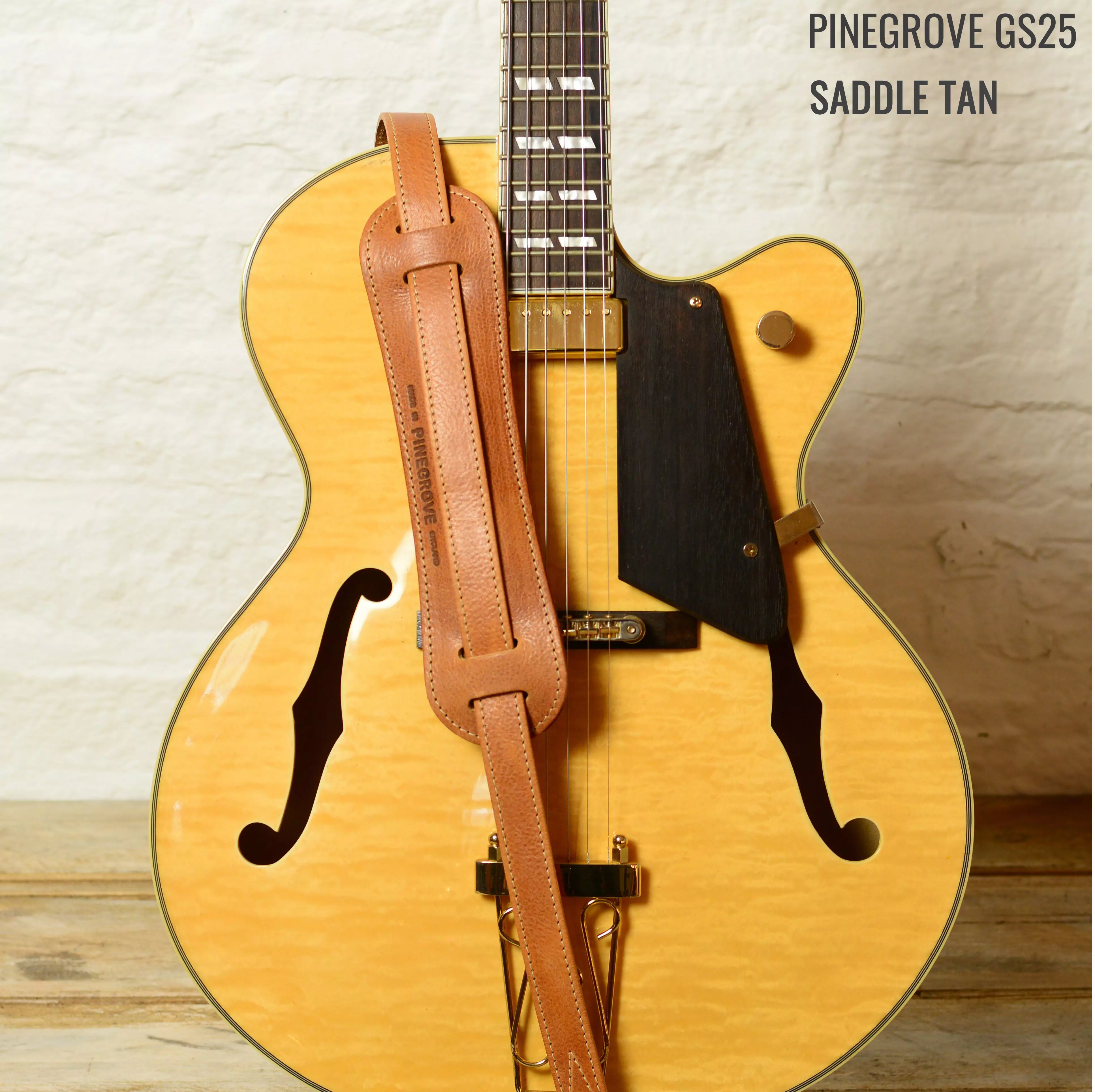 GS25 Tan Rockabilly Guitar Strap Pinegrove Leather.jpg