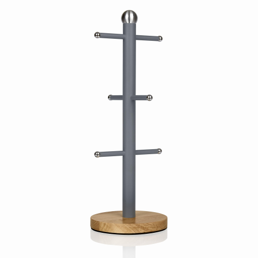 Swan Unisex Grey Mug Tree With Wooden Base In - Image 2