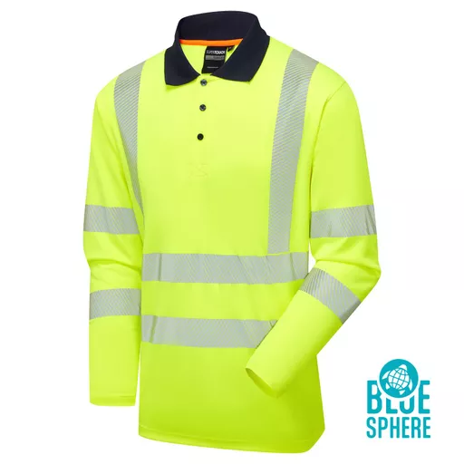 Essentials Hi-Vis Eco CoolMax Yellow Long Sleeve Polo