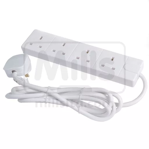 2m 4-Way Fused Extension Socket