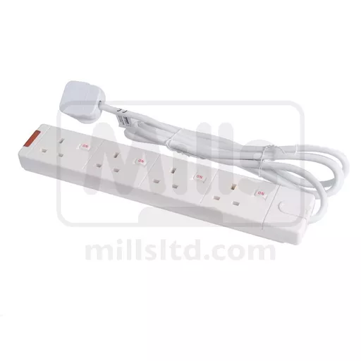 4 Way, Extension Socket 2m, Individually Switched