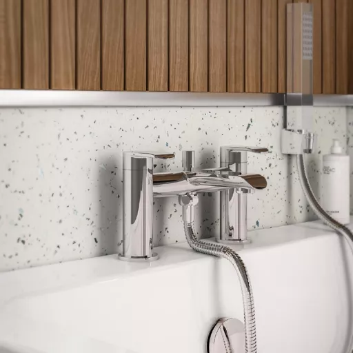 Lyneham Bath Shower Mixer (BSM) Tap with Handset, Hose & Holder Kit - Chrome