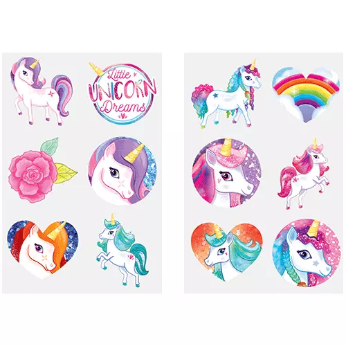 Unicorn Tattoos (Card of 6) - Pack of 96