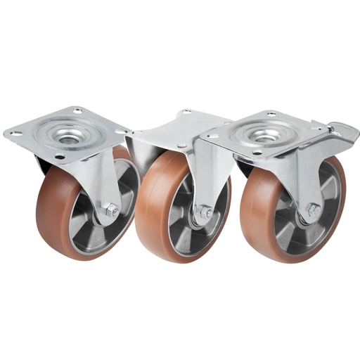 K1765 - Steel Plate Swivel and Fixed Castors With Elastic Solid Rubber Tread