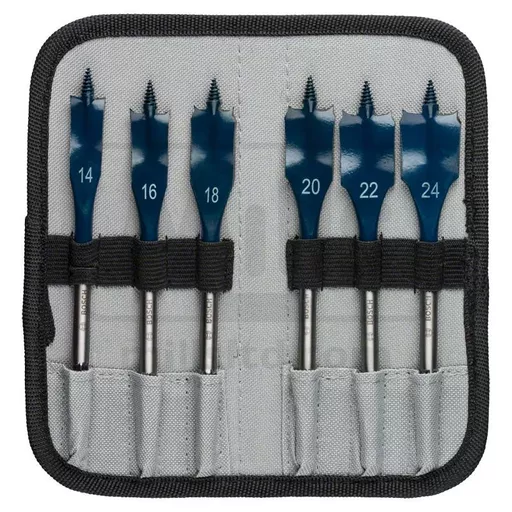 Bosch 6 Piece Self Cut Speed Spade Bit Set in a Roll-up Case 14-24mm