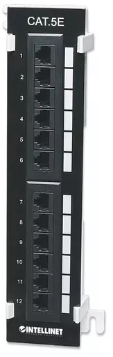 Intellinet Patch Panel, Cat5e, Wall-mount, UTP, 12-Port, Black
