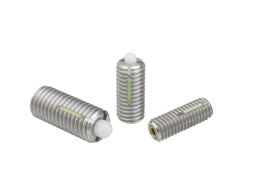 K0330 - Spring Plungers With Hexagon Socket And POM Thrust Pin In Stainless Steel With Thread Lock