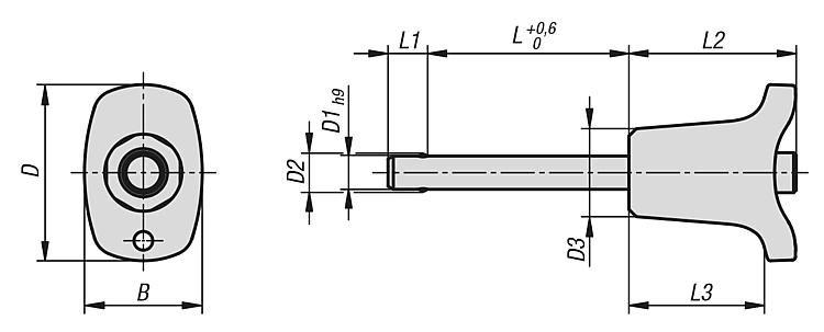 Ball Lock Pin With Mushroom Grip. 6mm Pin Diameter. 30mm Clamping Length. Stainless Steel.
