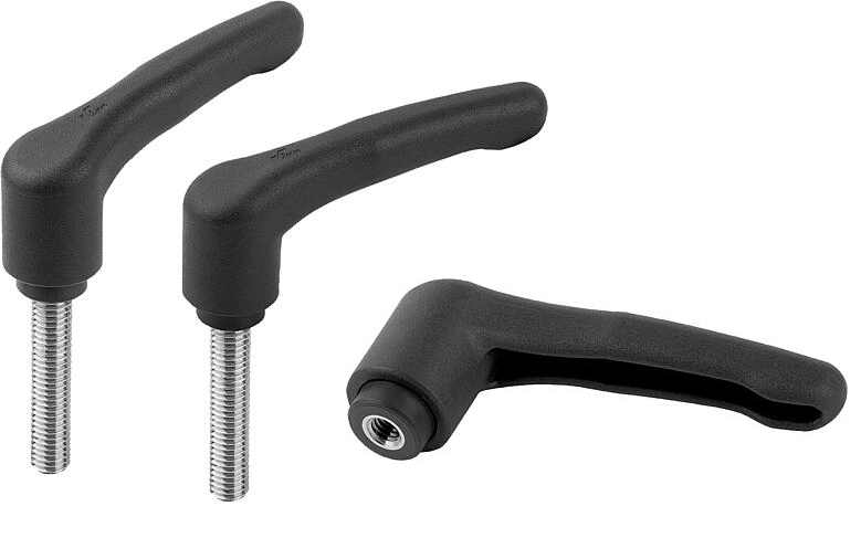 K1743 - Metal Detectable Clamp Levers With Reinforced Plastic Handle And Stainless Steel Thread M6-M8
