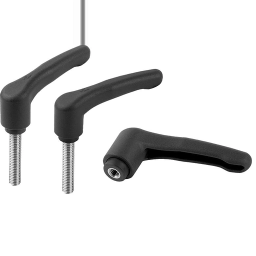 K1743 - Metal Detectable Clamp Levers With Reinforced Plastic Handle And Stainless Steel Thread M6-M8