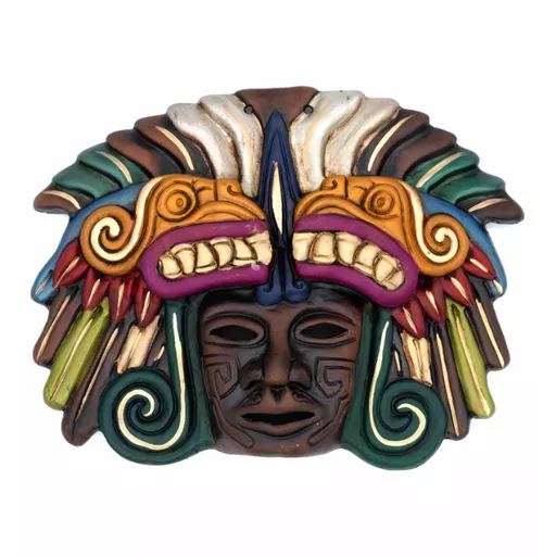 Feathered Serpent Headdress Ceramic Wall Mask