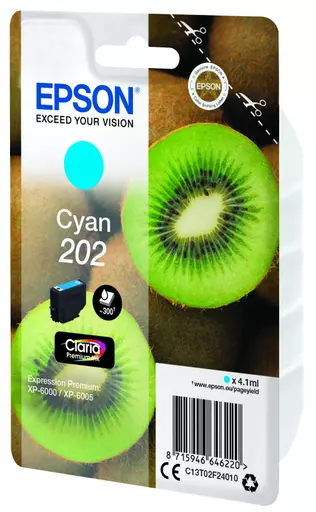 Epson C13T02F24010/202 Ink cartridge cyan, 300 pages 4,1ml for Epson XP 6000