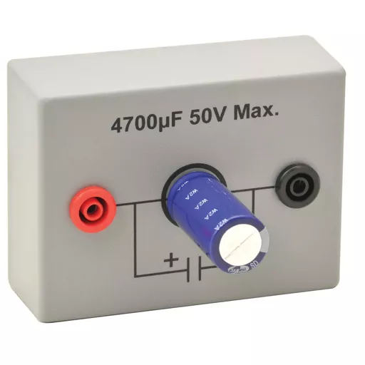 Capacitor 10 000 μF. Mounted and fitted with 4 mm sockets