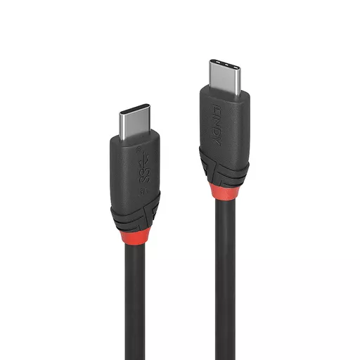 Lindy 0.5m USB 3.2 Type C to C Cable, 20Gbps, Black Line