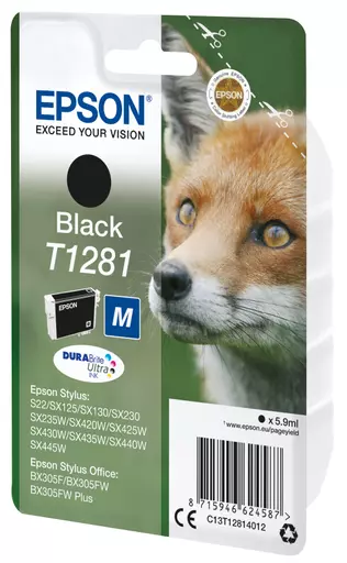 Epson C13T12814012/T1281 Ink cartridge black, 170 pages 5,9ml for Epson Stylus S 22/SX 235 W/SX 420/SX 430 W