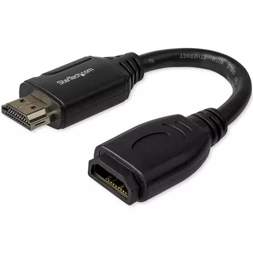 StarTech.com 6" (15cm) HDMI Port Saver Cable - 4K 60Hz High Speed HDMI 2.0 Extension Cable with Ethernet - Short HDMI Extension Cable - HDMI Male to Female Extension Adapter Cord