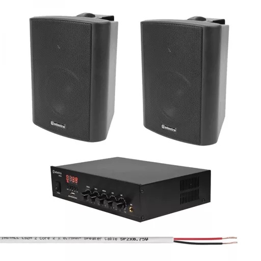 Adastra DM40 Mixer-Amplifier with x2 BC4V-B Small Background Music System Bundle