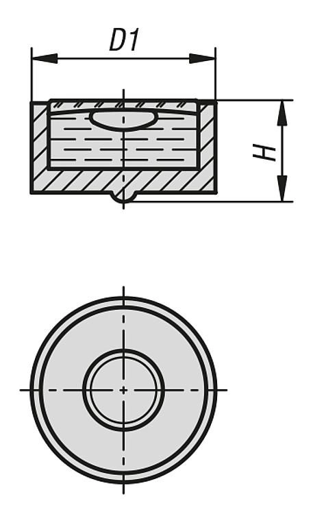 Round Spirit Level. 12mm Diameter. 20' Sensitivity. Plastic.
