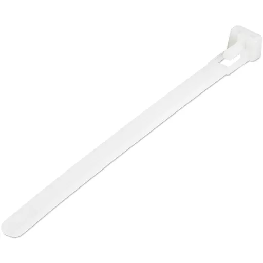 StarTech.com 5"(12cm) Reusable Cable Ties - 1/4"(7mm) wide, 1-1/8"(30mm) Bundle Dia. 50lb(22kg) Tensile Strength, Releasable Nylon Ties, Indoor/Outdoor, 94V-2/UL Listed, 100 Pack - White