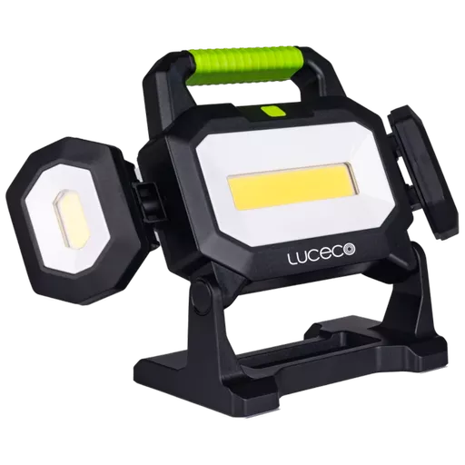 LUCECO 18W 2500lm 18V-20V Battery Powered Triple Head LED Work Light With Adaptors