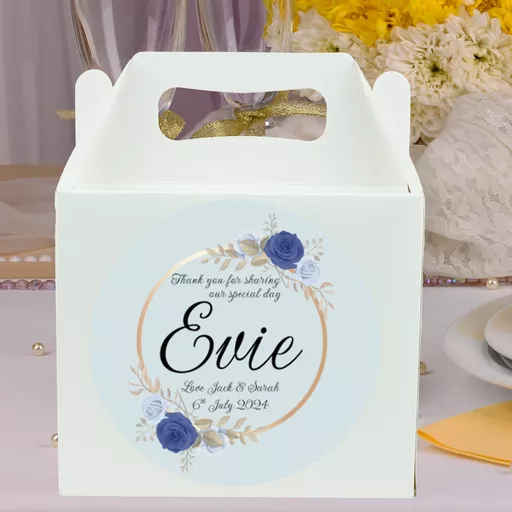 Children's Wedding Activity Box with Dark Blue Rose Design