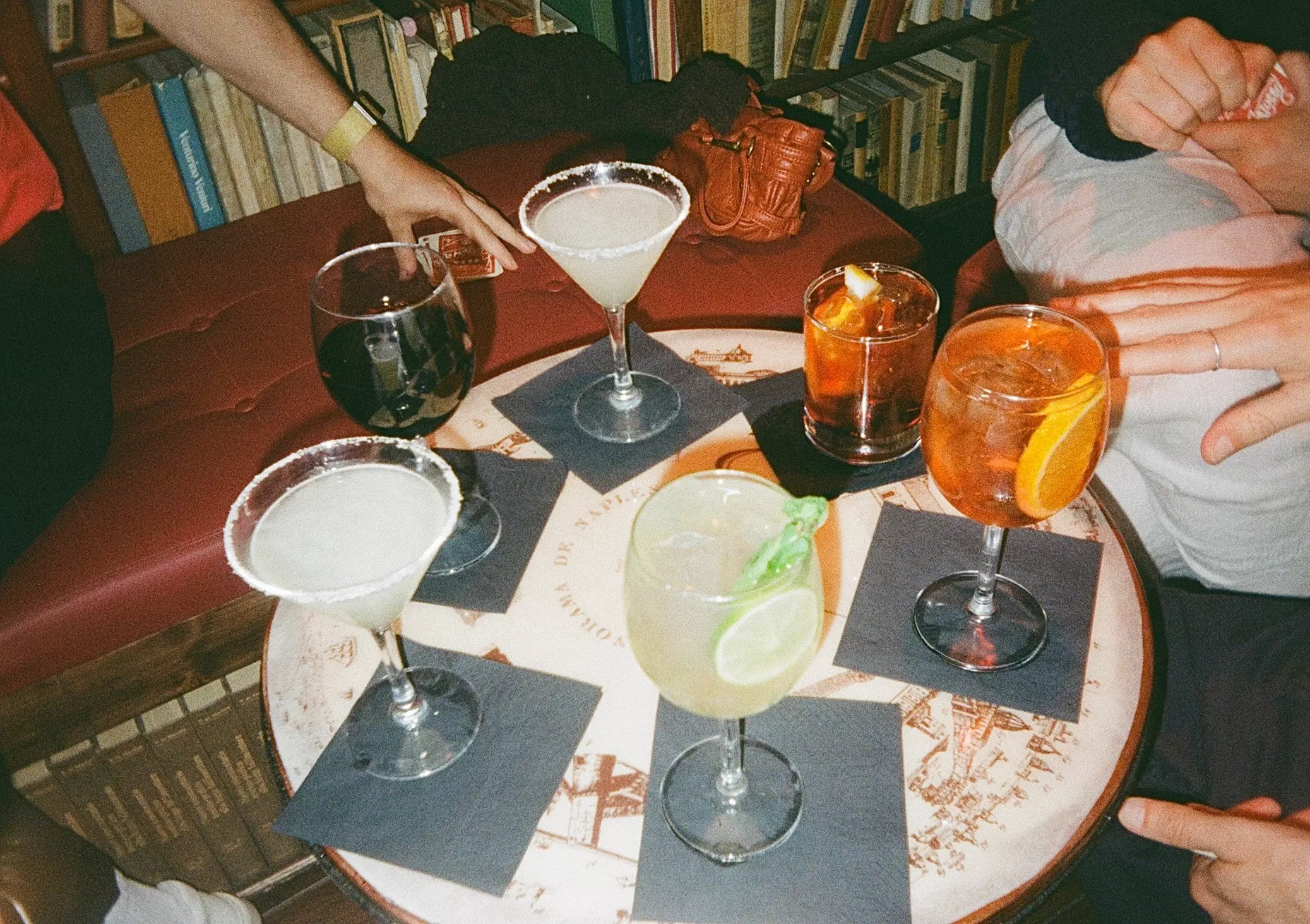 A selection of cocktails on a round table