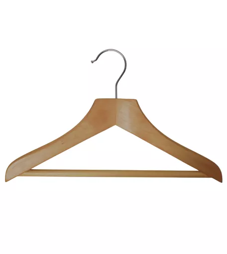 Light Wood Kids Wooden Hanger with Trouser Bar - 300mm - Box of 100