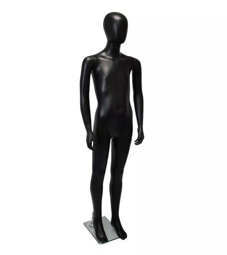 Matt Black Faceless Child Mannequin - 160cm Height