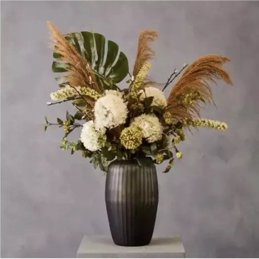 *Ribbed Vase, Sergio, Grey, Large