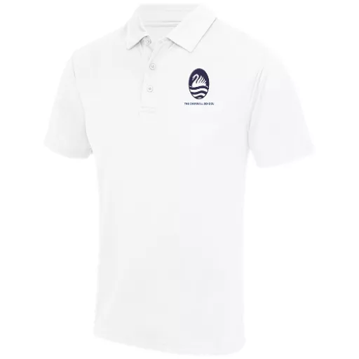 TheCherwellSchool_UnisexJustCoolPoloShirt_White_Front.png
