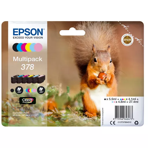 Epson C13T37884010/378 Ink cartridge multi pack Bk,C,M,Y,LC,LM 5.5ml 5,5ml 3x4,1ml 2x4,8ml Pack=6 for Epson XP 8000