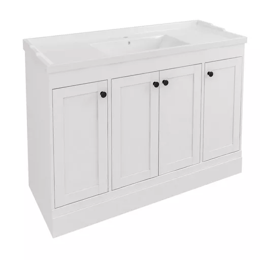 Hardwick 120CM 4 Door Single Bowl Basin Vanity Unit - Matt White