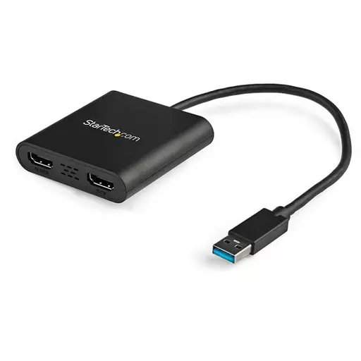 StarTech.com USB 3.0 to Dual HDMI Adapter - 1x 4K 30Hz & 1x 1080p - External Video & Graphics Card - USB Type-A to HDMI Dual Monitor Display Adapter - Supports Windows Only - Black