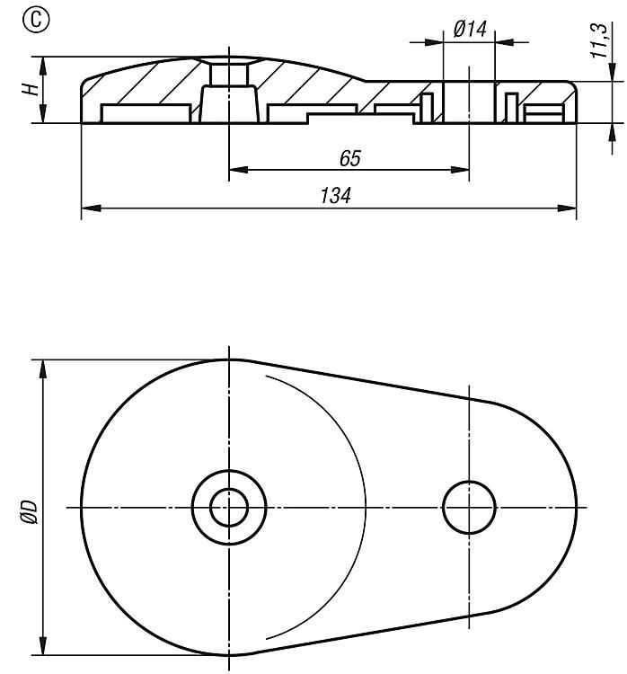 Swivel Plate. 80mm Diameter. Zinc. Compatible With Spindle K0427.