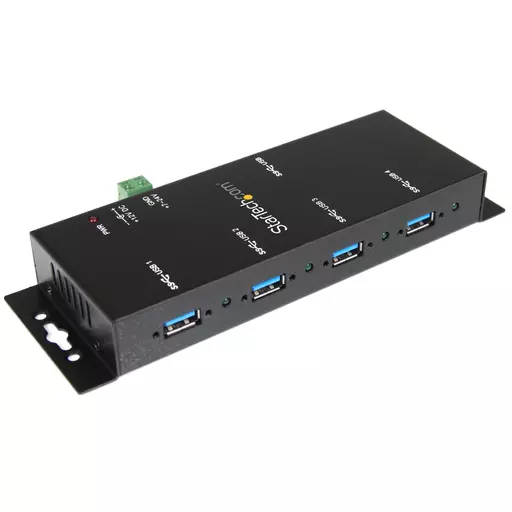 StarTech.com 4-Port Industrial USB 3.0 Hub with ESD Protection~4-Port USB 3.0 Hub - 5Gbps - Metal Industrial USB-A Hub - Wall or Desk Mountable USB Data Hub - TAA Compliant USB Expander Hub