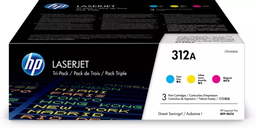 HP CF440AM/312A Toner cartridge MultiPack cyan magenta yellow, 3x2.7K pages ISO/IEC 19798 Pack=3 for HP CLJ Pro M 476